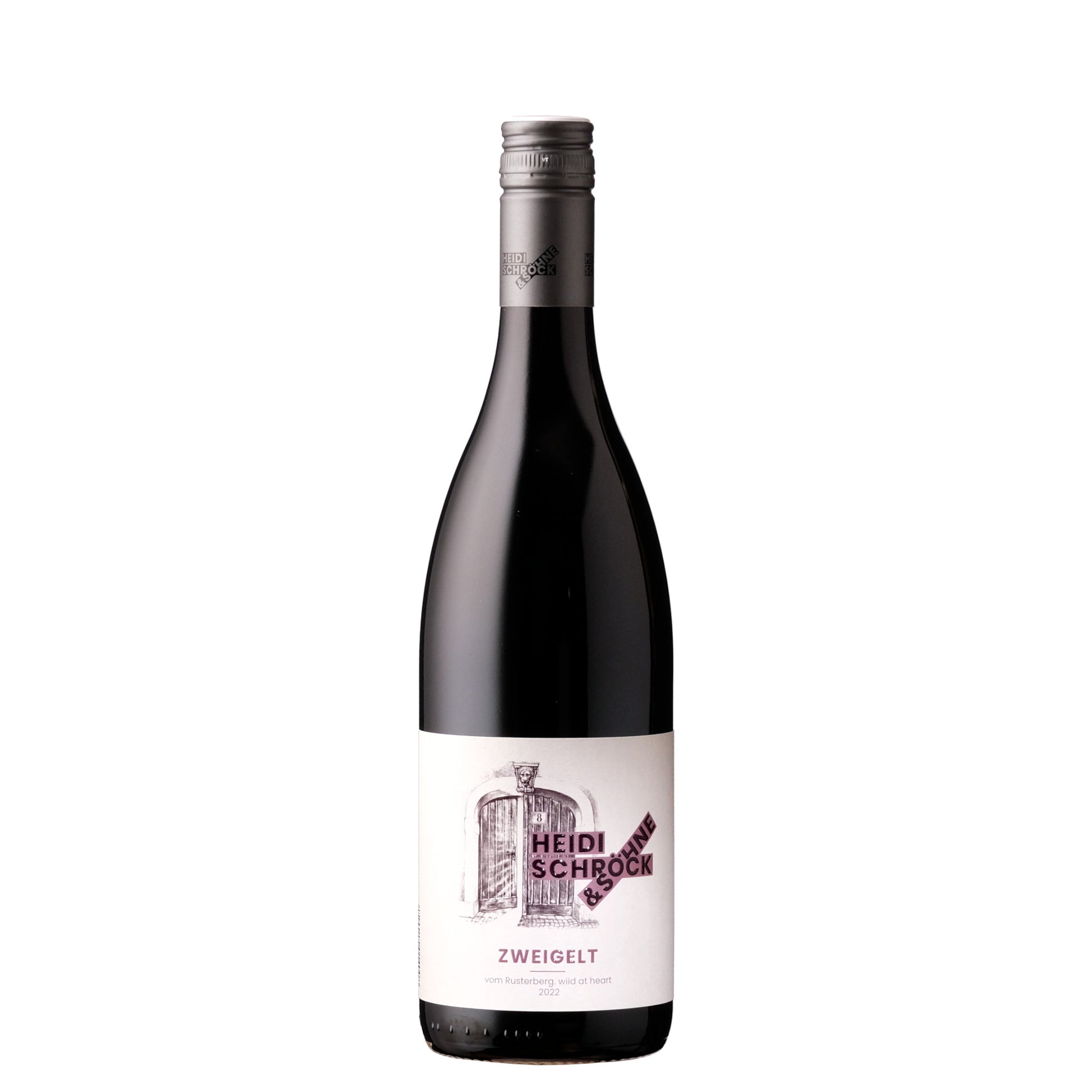 Heidi Schrock & Sohne Rustenberg Zweigelt Wine Bottle on a White Background