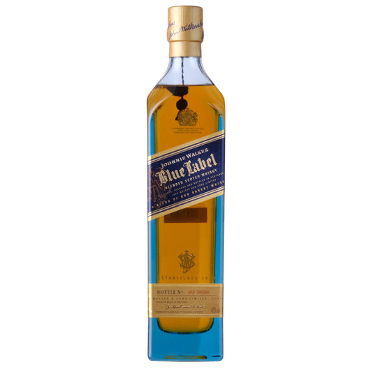 Johnnie Walker Blue Label Whisky Bottle on a White Background