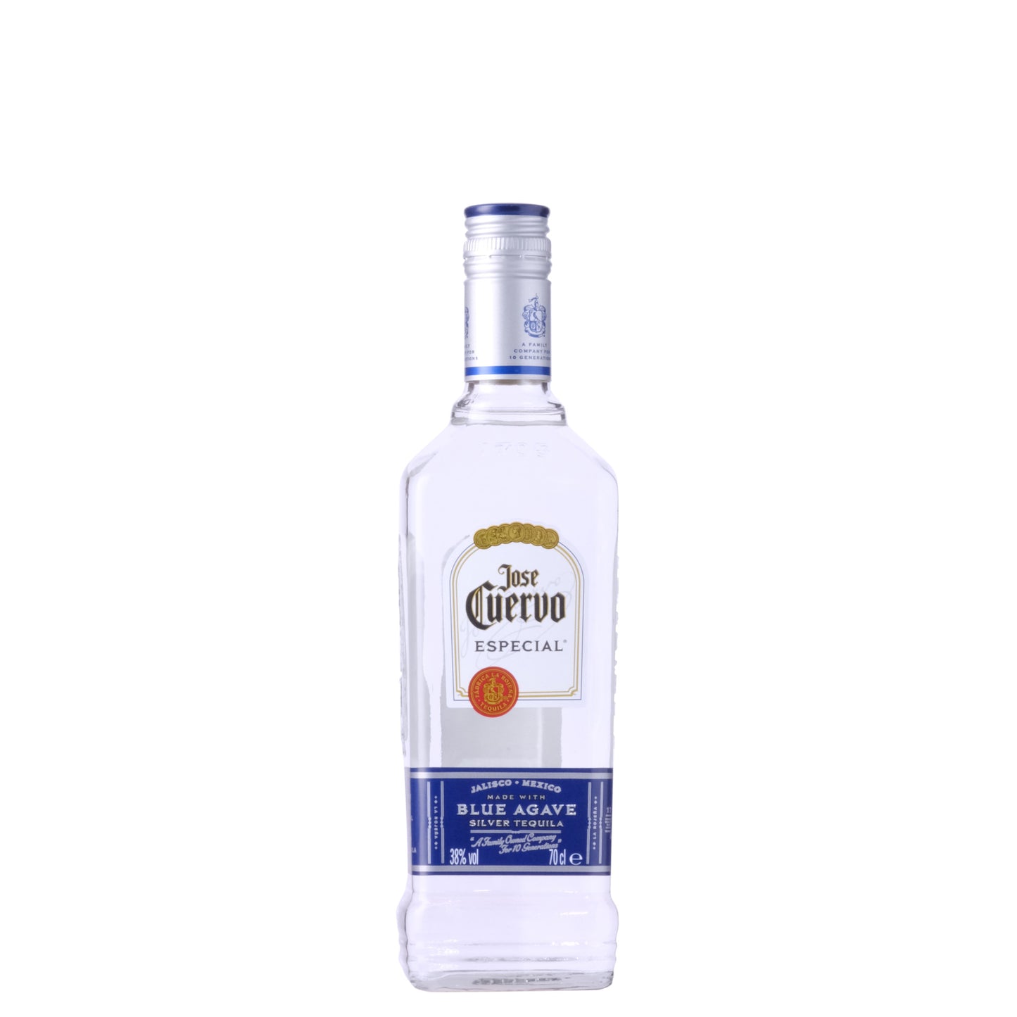 Jose Cuervo Blanco Tequila Bottle on a White Background