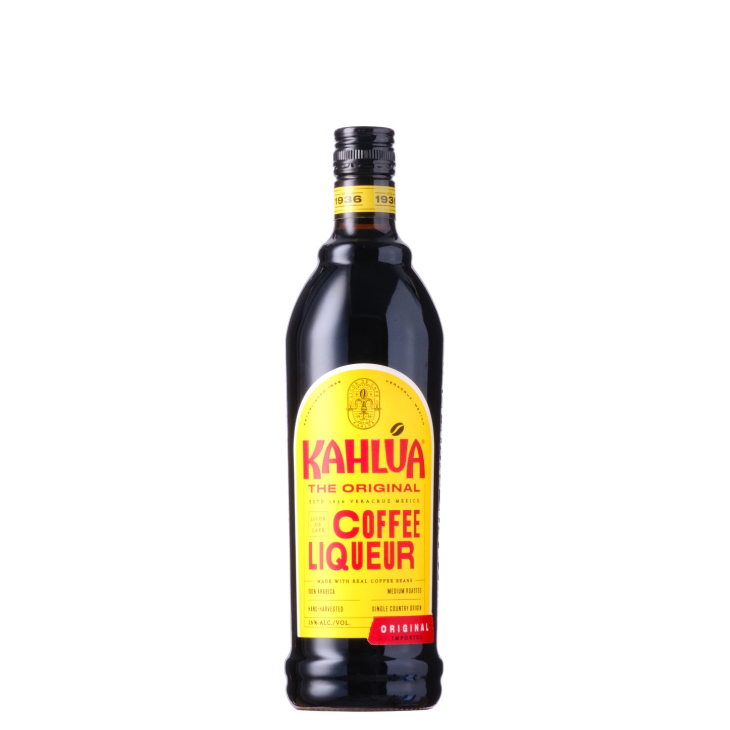 Kahlua Coffee Liqueur Bottle on a White Background