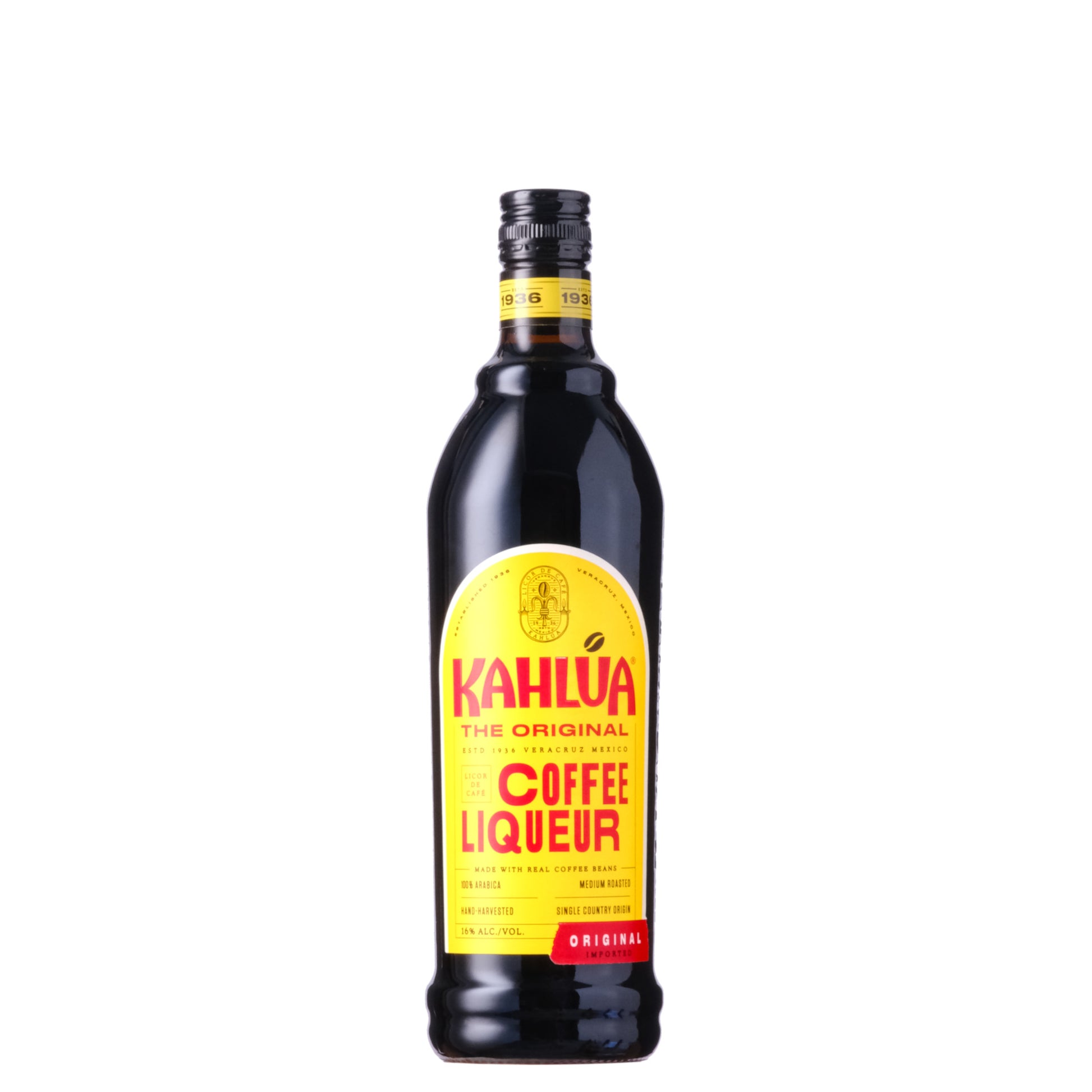 Kahlua Coffee Liqueur Bottle on a White Background