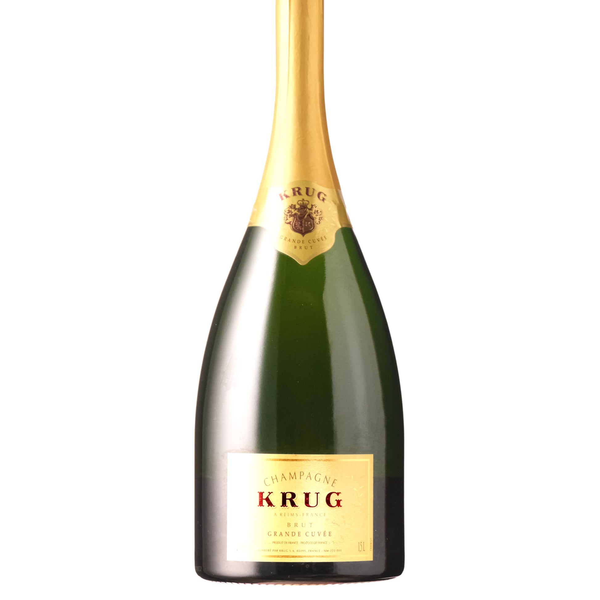 Krug Magnum Champagne Bottle on a White Background