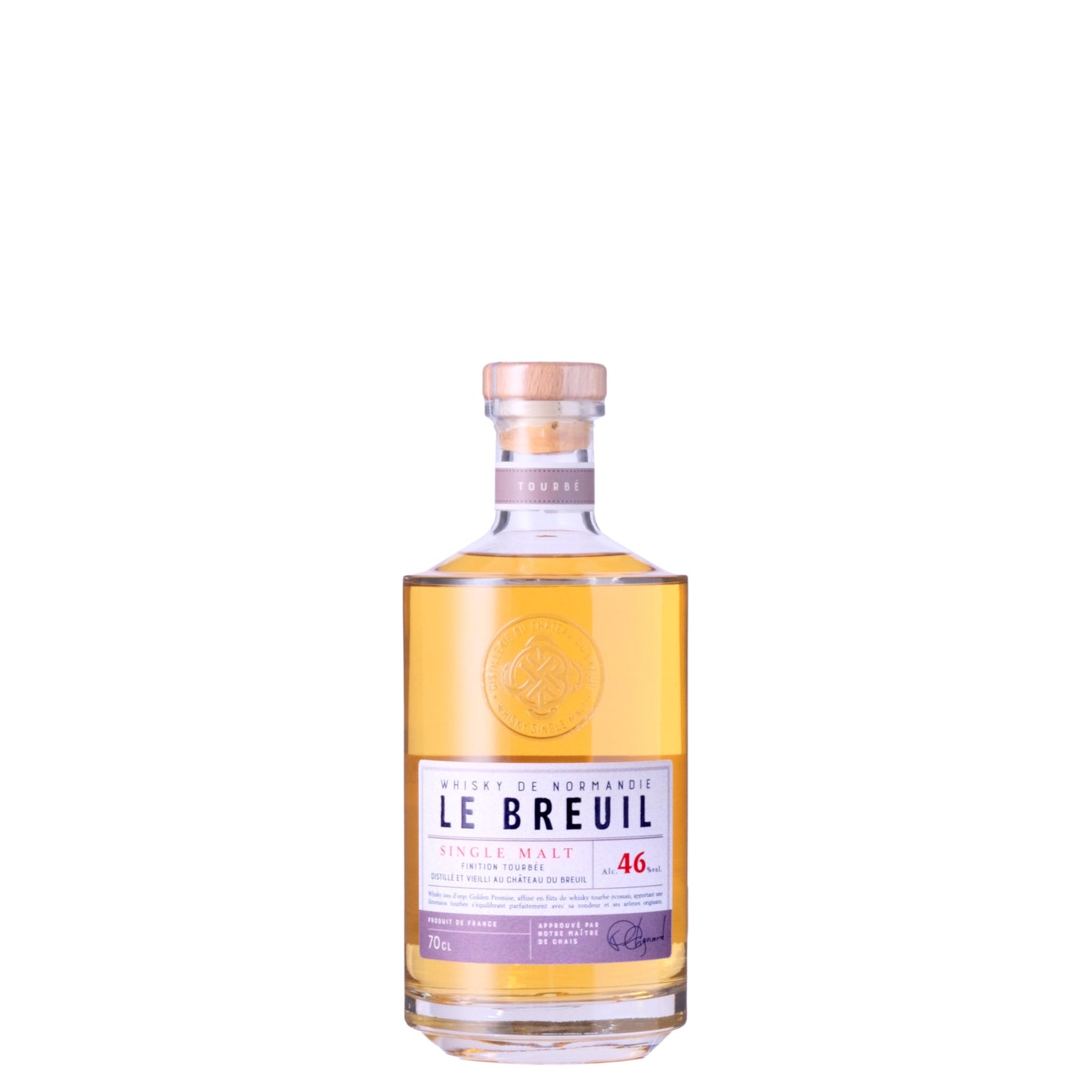 Le Breuil Tourbee Normandie Wine Bottle on a White Background