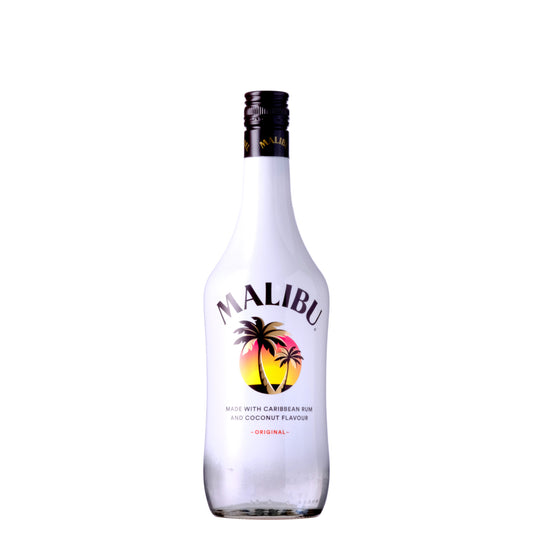 Malibu Liqueur Bottle on a White Background