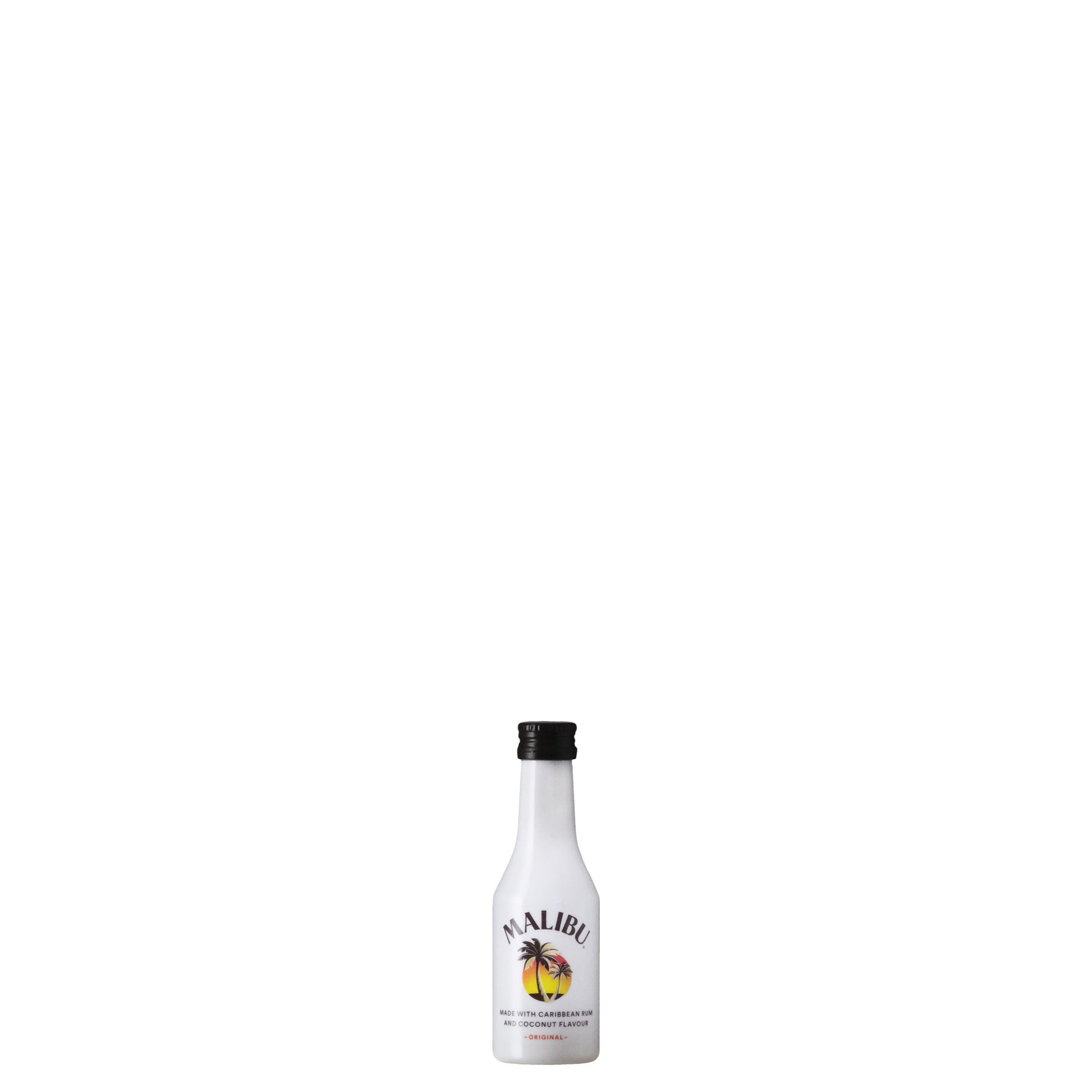 Malibu Miniature Liqueur Bottle on a White Background