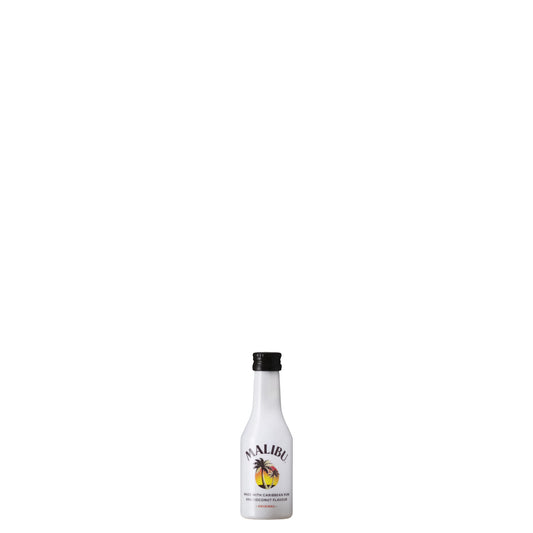 Malibu Miniature Liqueur Bottle on a White Background
