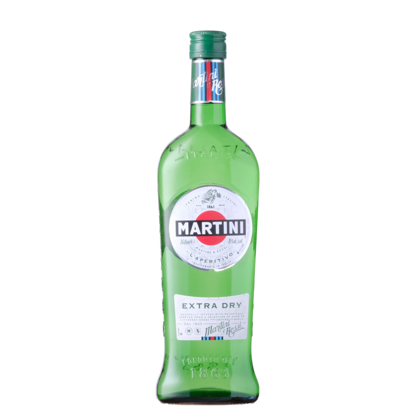 Martini Extra Dry Aperitivo Bottle on a White Background