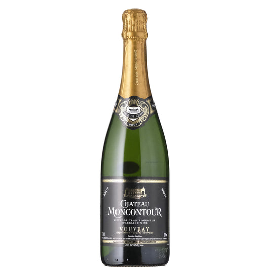 Moncontour Cremant de Loire Sparkling Wine Bottle on a White Background