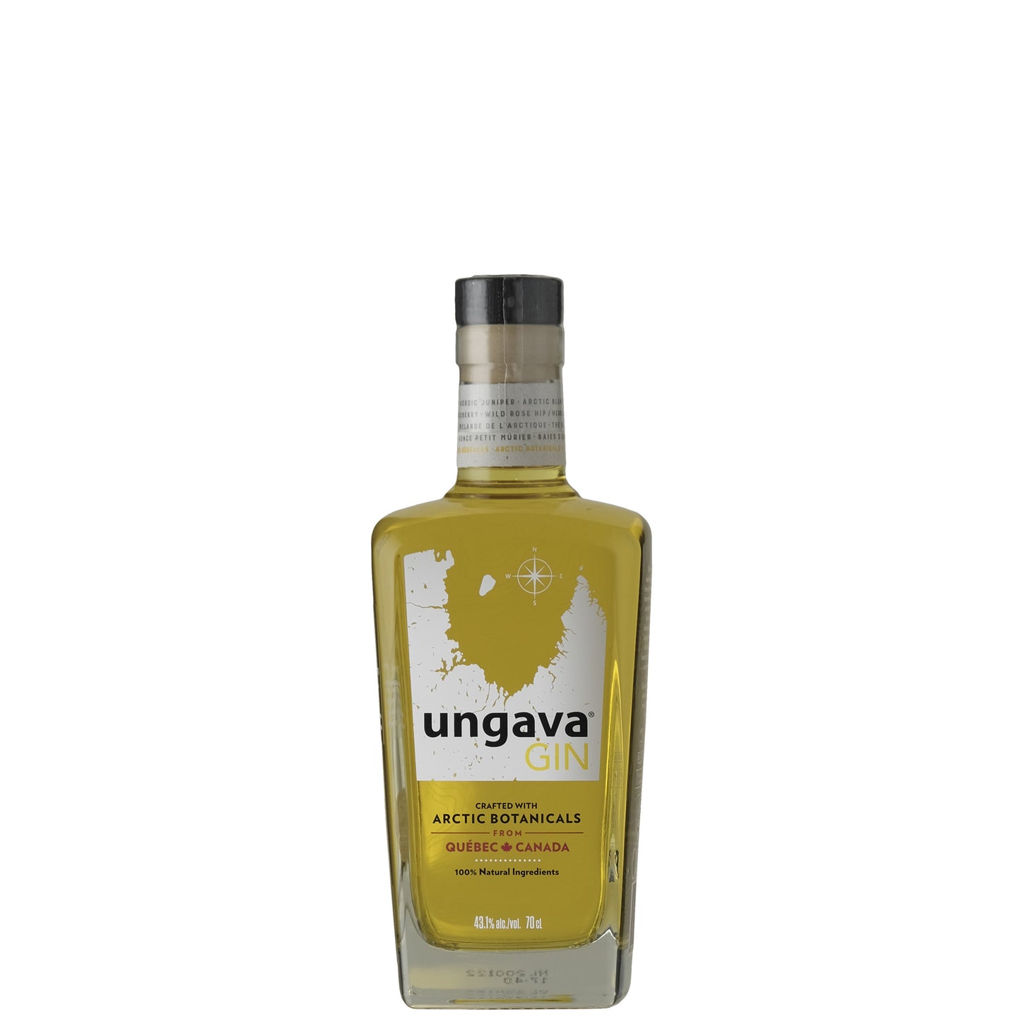 Ungava Canadian Gin Bottle on a White Background